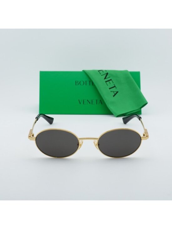 Bottega Veneta BV1470S 001 Sunglasses Gold Oval Frame, Grey Lenses main image 4